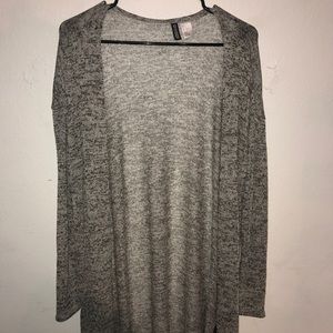Long grey and black cardigan