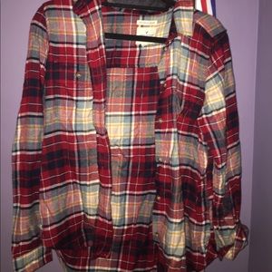 american eagle soft red cream and navy flannel