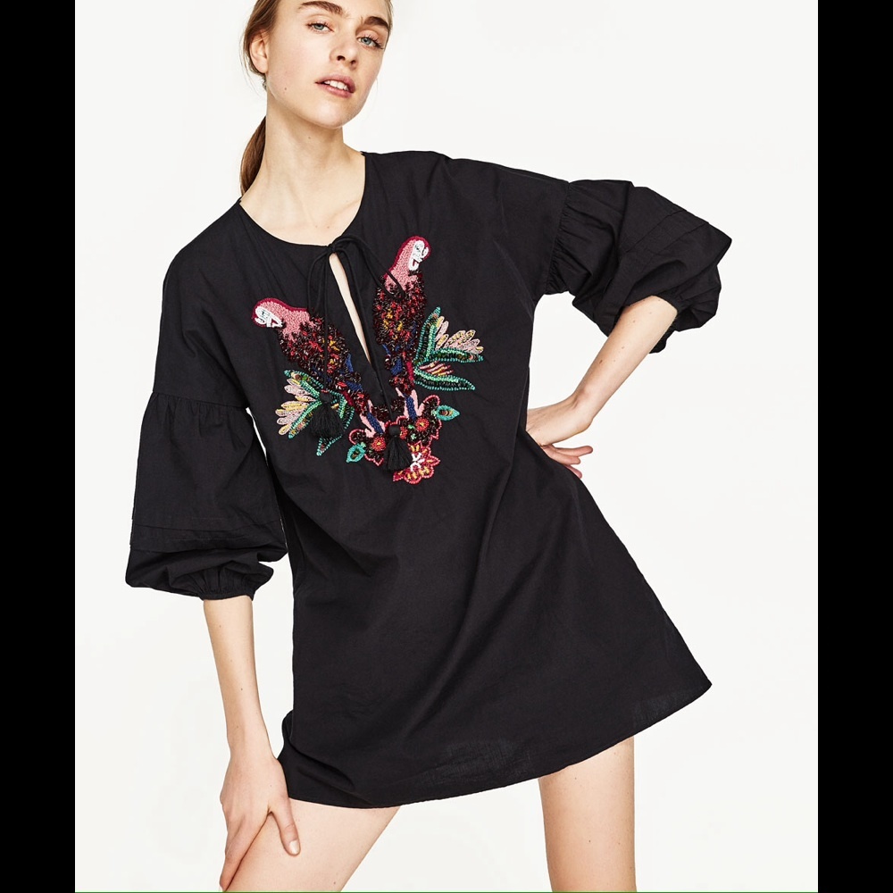 ZARA JUMPSUIT/DRESS WITH SEQUIN EMBROIDERY...Small