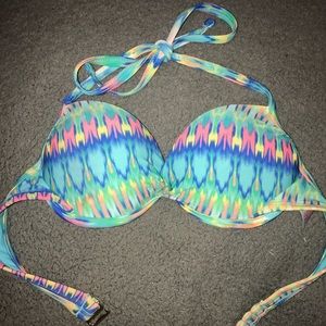 Multicolor push up target swimsuit top