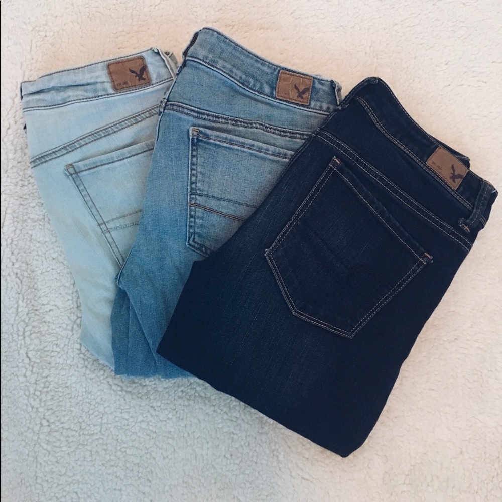 american eagle dark wash skinny jeans