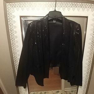Forever21 Cropped Sequin and Faux Leather Blazer
