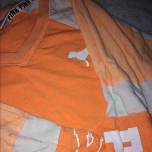 PINK Light Orange & White Sweater / Med