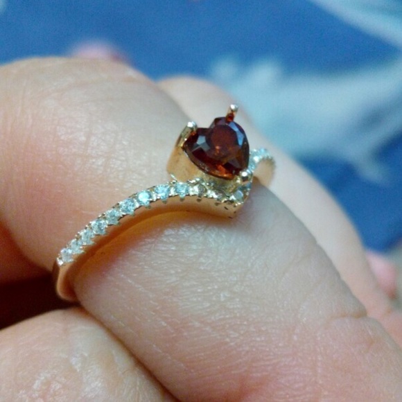 Rose Gold Red Garnet Sterling Silver Ring - Picture 8 of 8