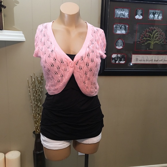 ana Tops - Baby pink shrug cardigan