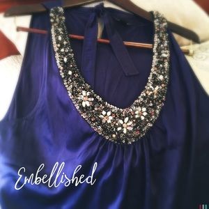 💯 St. John | Liquid Satin Embellished top