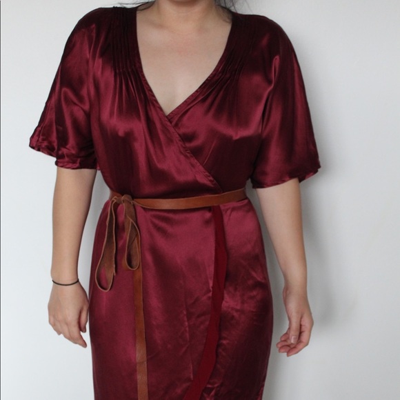 71 Stanton burgundy wrap around dress - Picture 2 of 5