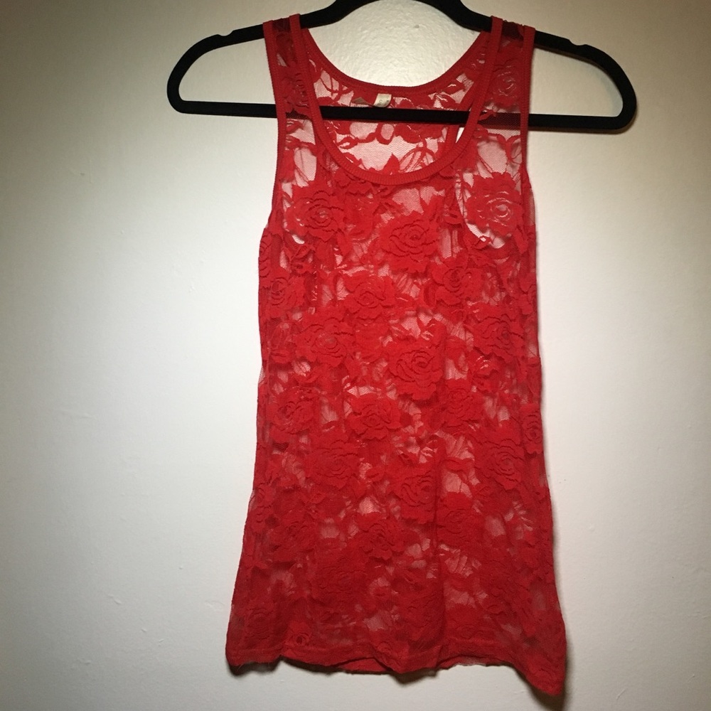 Red lace top