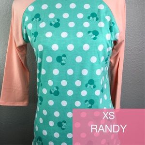 Lularoe XS Disney Randy - peach and turquoise