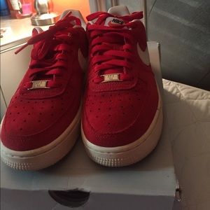 Red suede Air Force 1