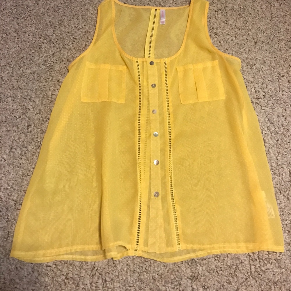 Ladies sheer button down blouse