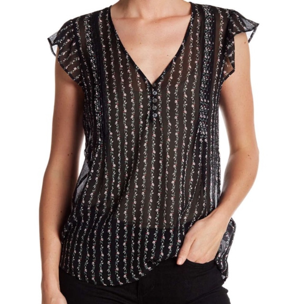 NWOT Joie silk ruffle sleeve top