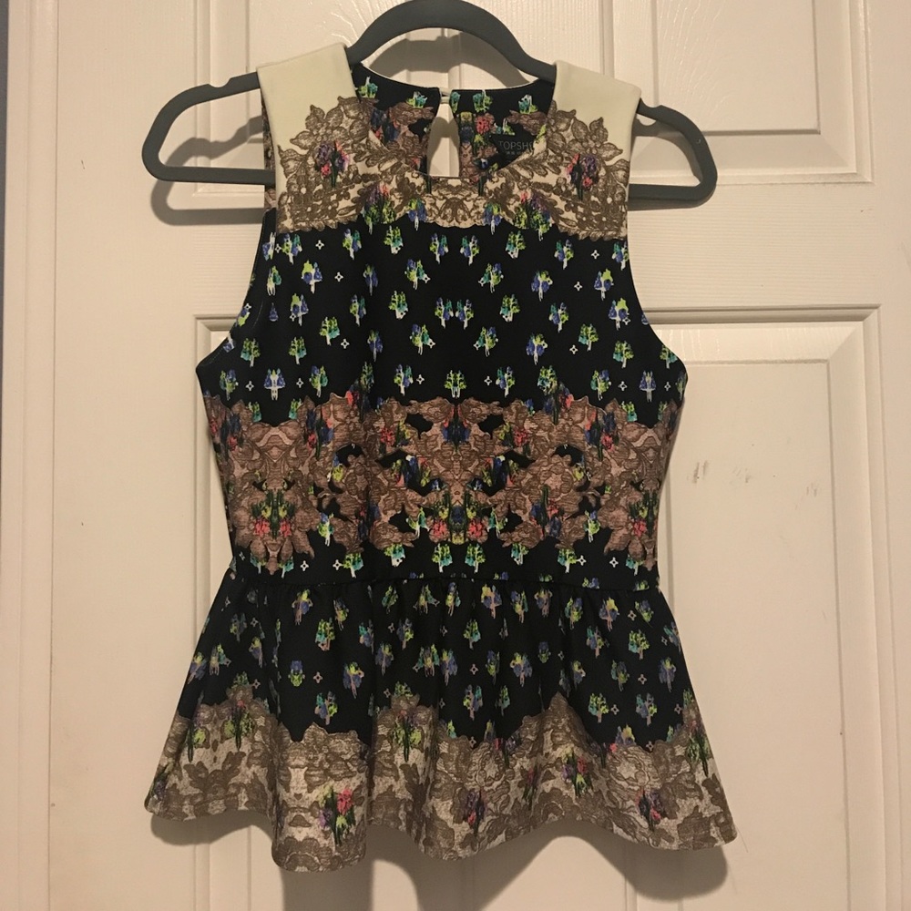 Topshop print peplum top