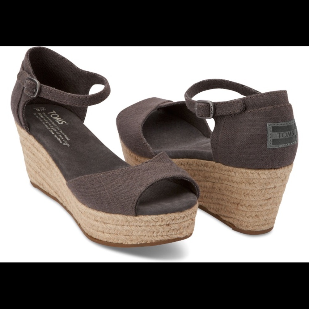TOMS Espadrille Platform Wedges in Ash Grey