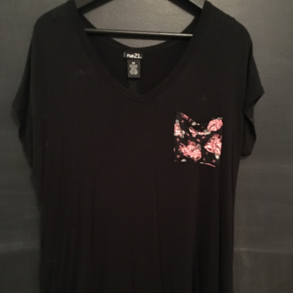 Rue 21 black floral frocket shirt with black lace