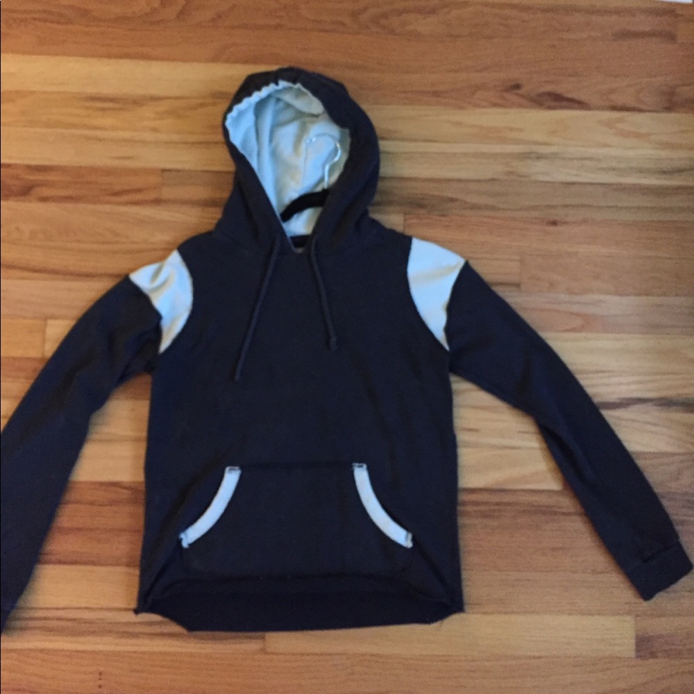 Kirra Pacsun Distressed Grey and Light Blue Hoodie
