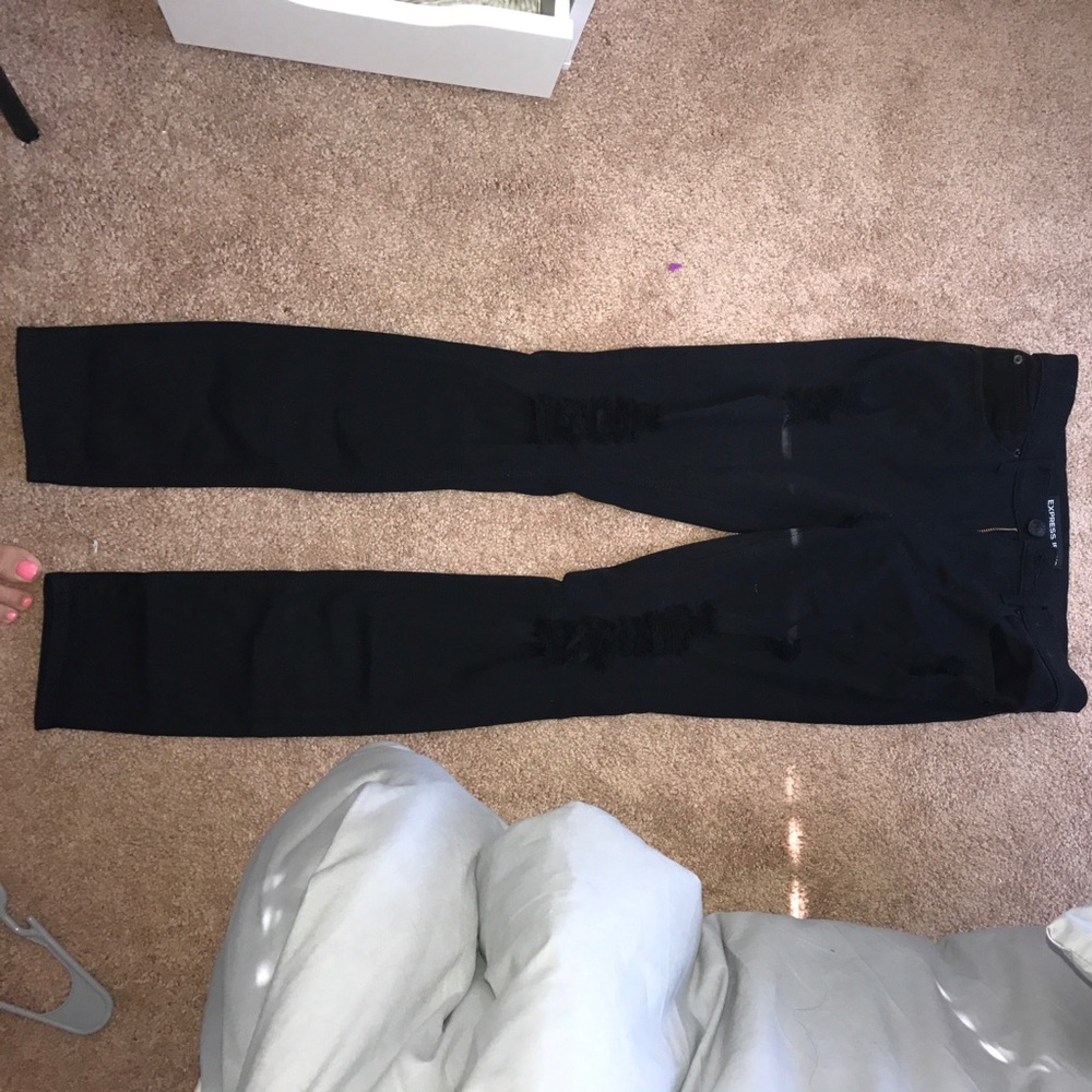 Black ripped express jeans size 4