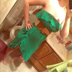 Green summer dress with country belt