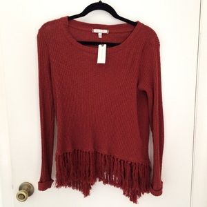 Anthropologie fringe cross back sweater