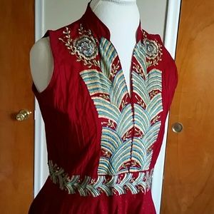 NWOT Vama Red Embroidered Party Kurti