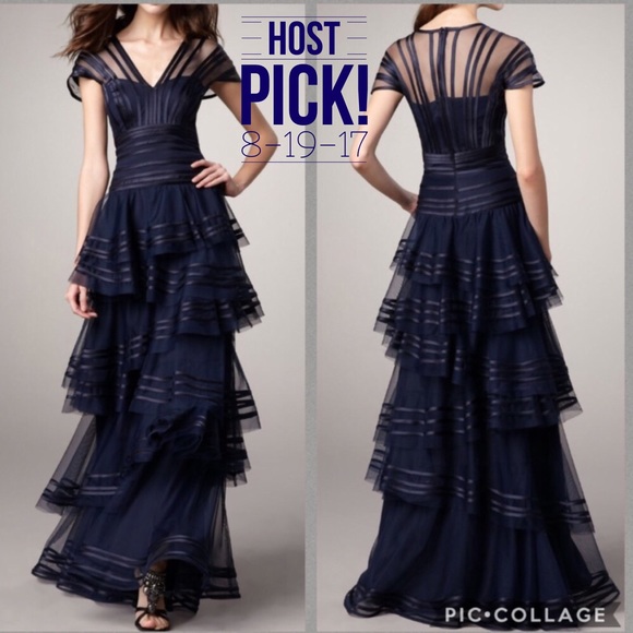 Tadashi Shoji Dresses & Skirts - Tadashi Shoji Navy Blue Ruffled Gown. Size 14