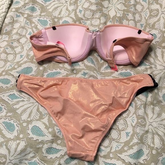 VS Pink metallic strapless bikini - Picture 2 of 4
