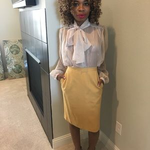 Mustard yellow pencil skirt