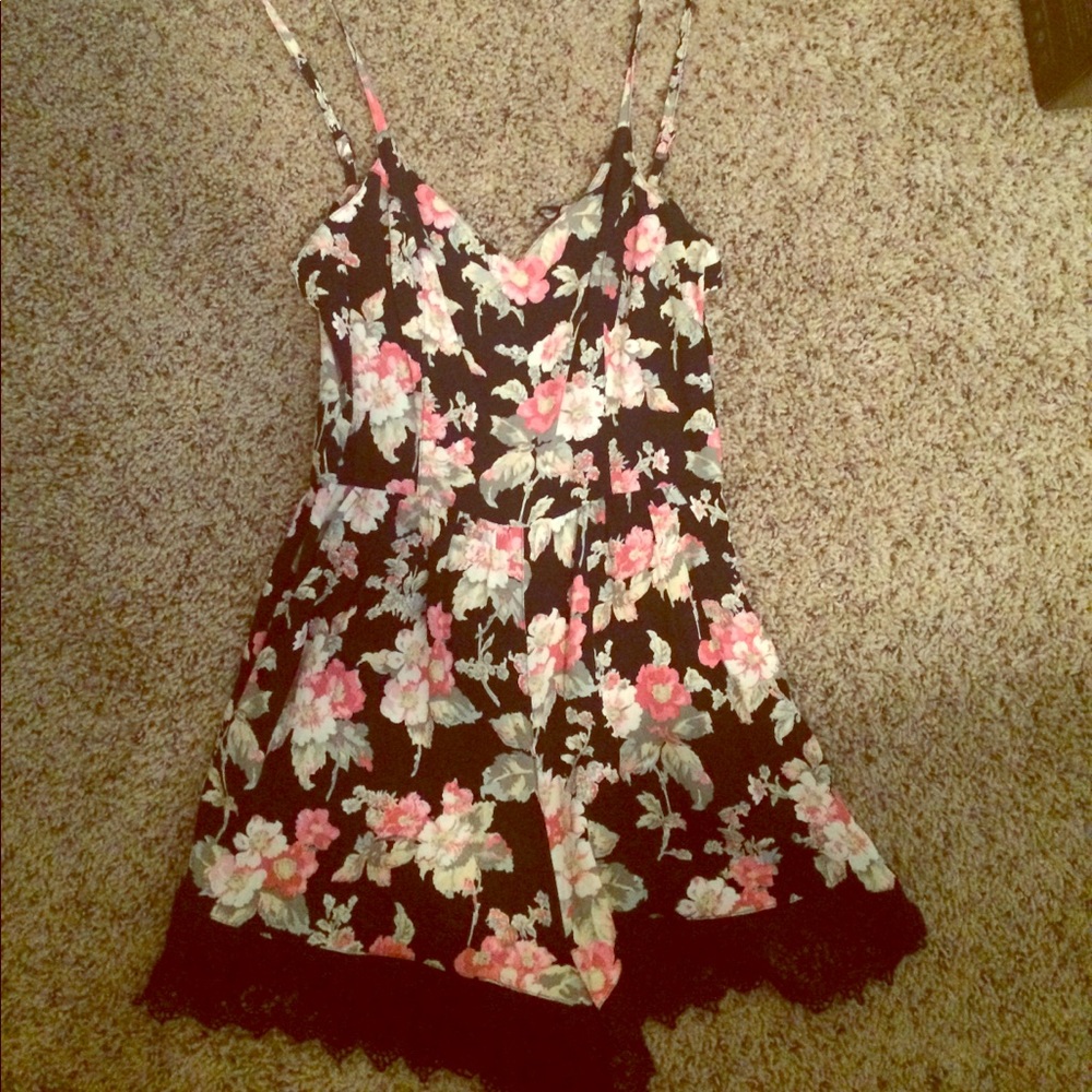 Floral lace trimmed romper from Topshop