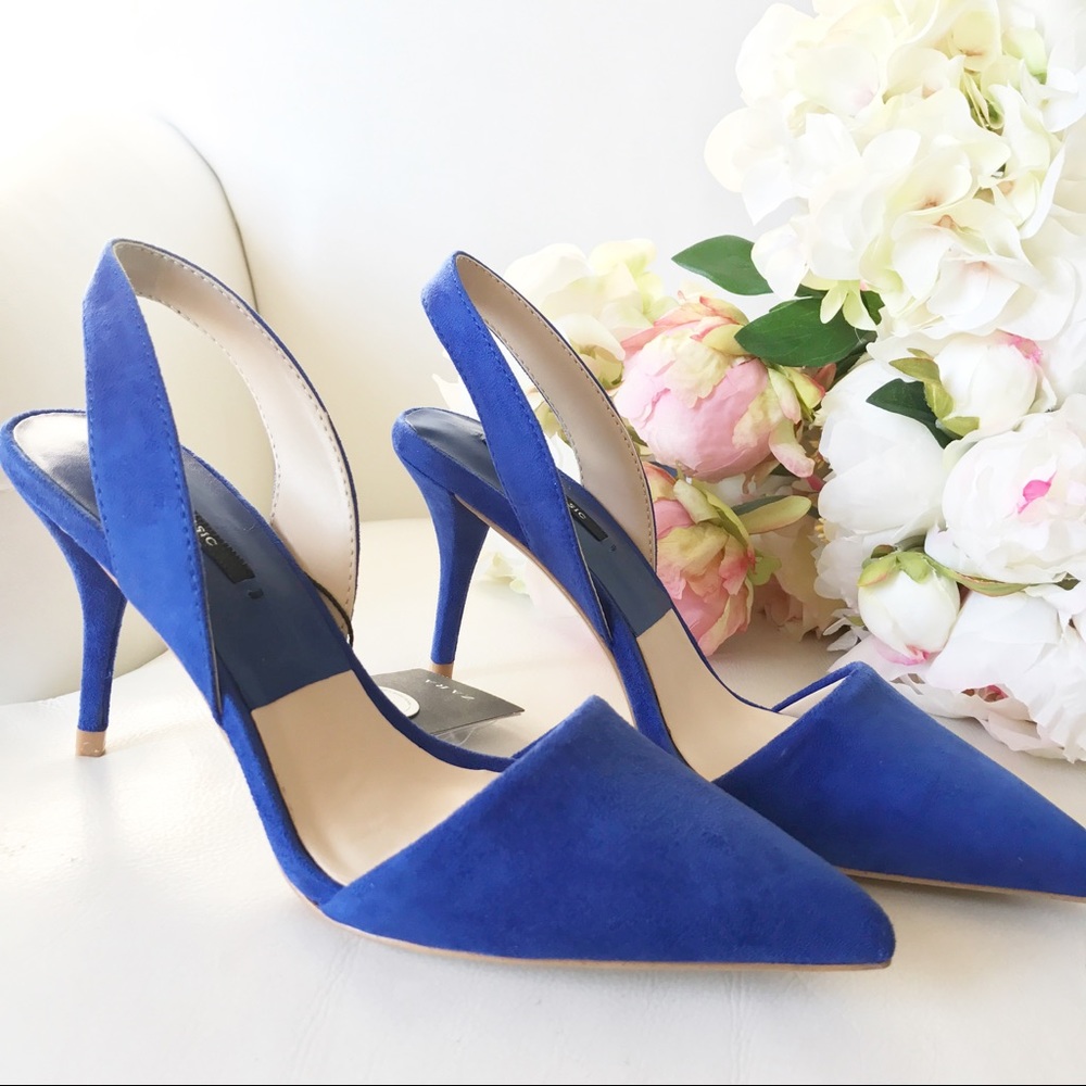 Zara Sling Back Blue heels