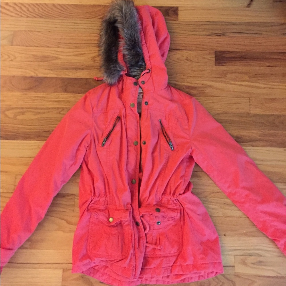 Burnt Orange Coat with Detachable Fur Collar