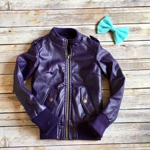 PURPLE MOTO JACKET FAUX LEATHER