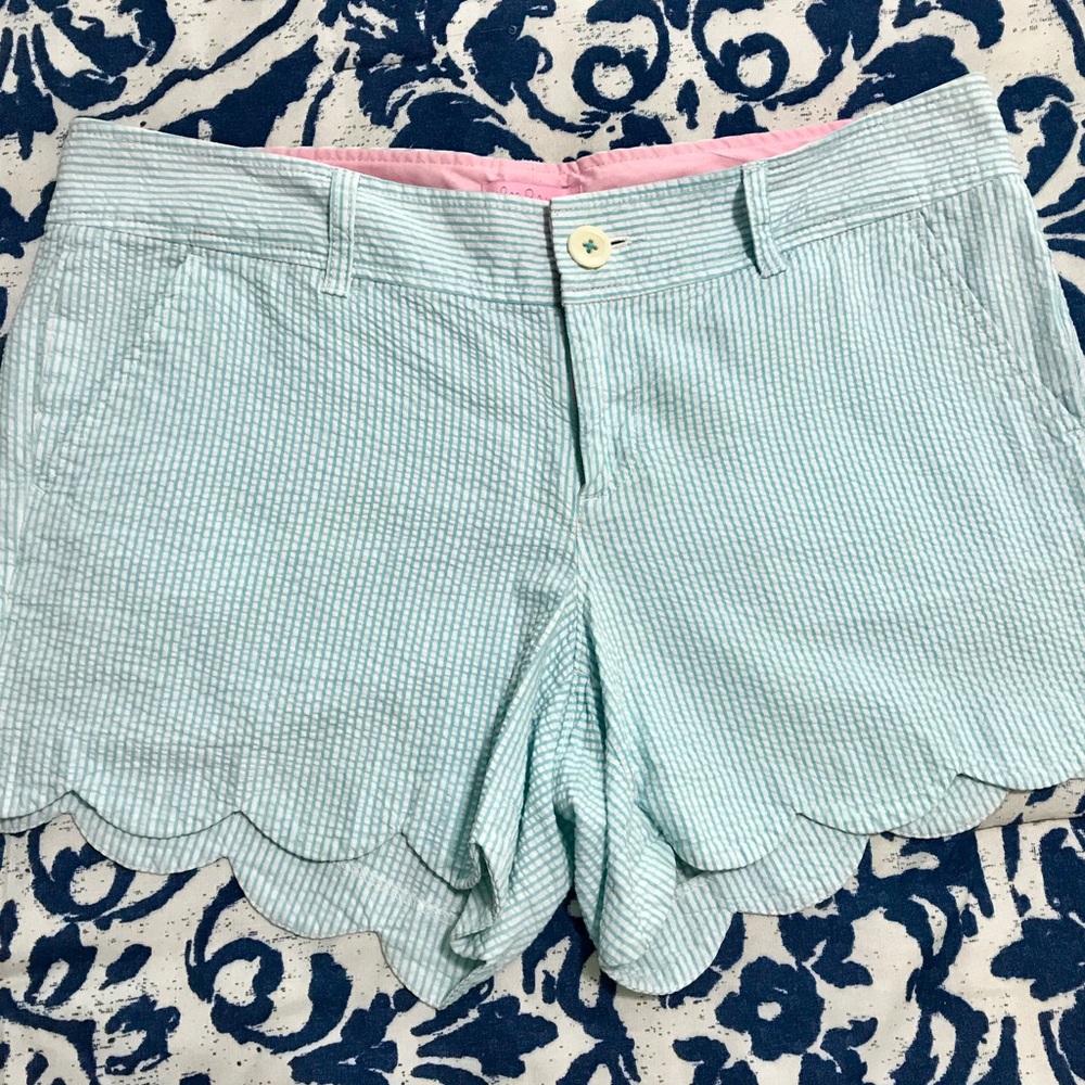 Blue Seersucker Lilly Pulitzer Buttercup Shorts