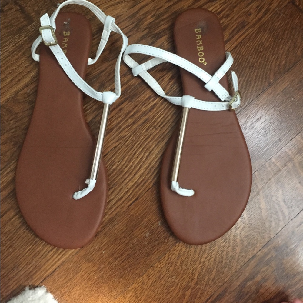 Bamboo brand white sandals