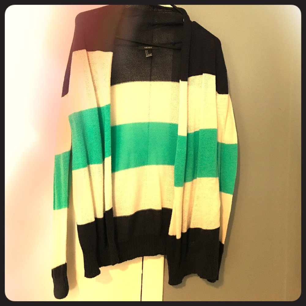Teal, Navy & White cardigan