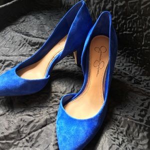 Jessica Simpson Blue suede heels size 7.5