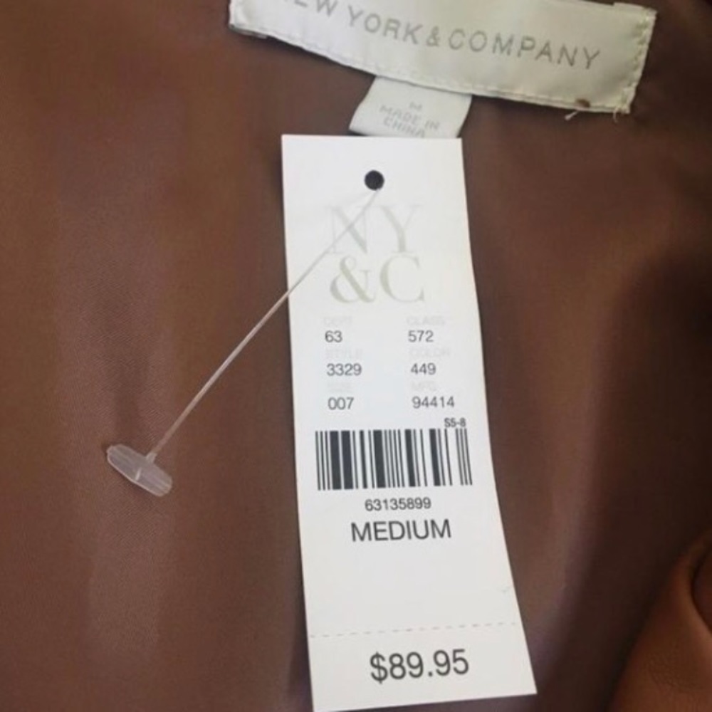 NWT New York & Co Tan Faux Leather Moto Jacket - Picture 5 of 8