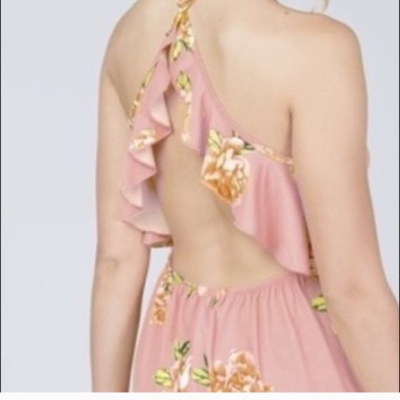 Blush Floral Dress w/Ruffled Backstrap - Picture 8 of 8