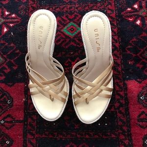 Unisa Gold Wedge Sandals