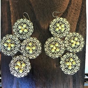 Beautiful yellow and gold color statement earrings