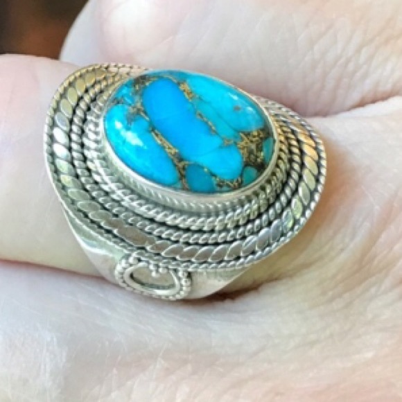 Sterling silver and turquoise beautiful ring - Picture 1 of 8