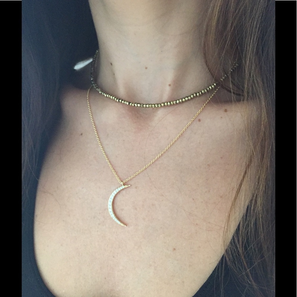 Cz pave moon necklace 🌙
