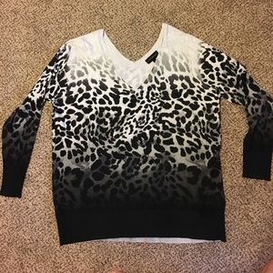 Lane Bryant Ombre Animal Print V- Neck Sweater