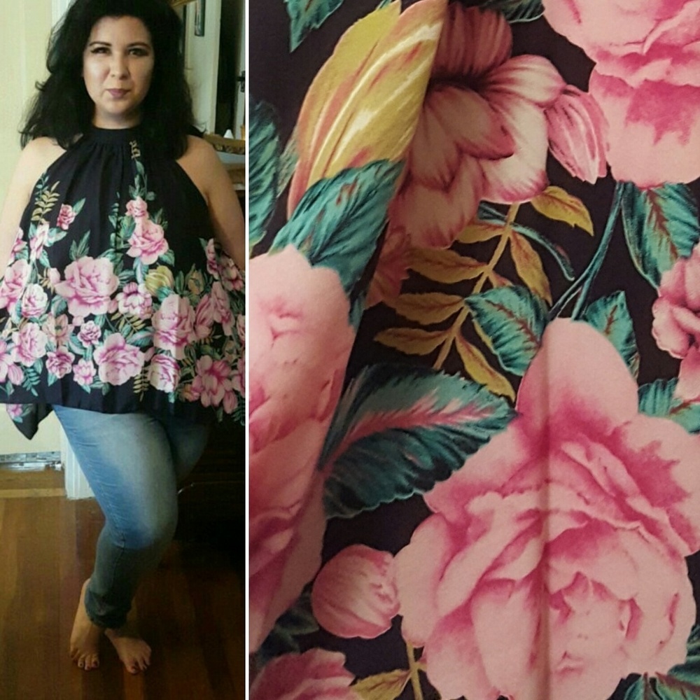 Floral Asymmetrical Blouse PLUS SIZE