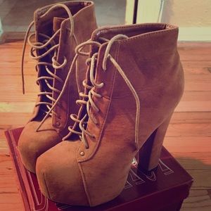 Lace Up Chunky High Heel Hidden Platform Booties