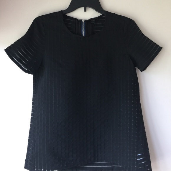 J. Crew Tops - J Crew Shadow Striped Black Top