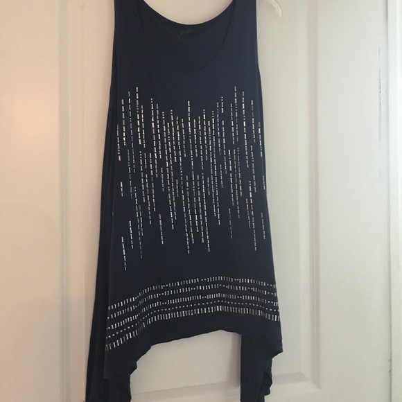 Tops - Navy blue with silver detail scarf hem