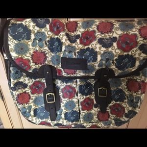 NWT leather flowered Barbour messenger bag
