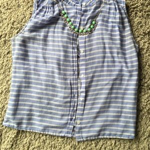J. Crew striped blue linen tank