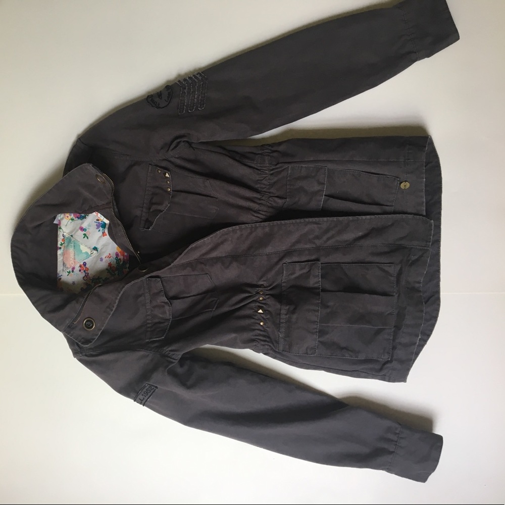 O'Neill Grey Studded Military Style Jacket