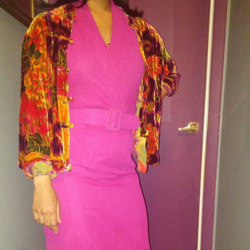 Vintage Fushia Halter Evening Dress